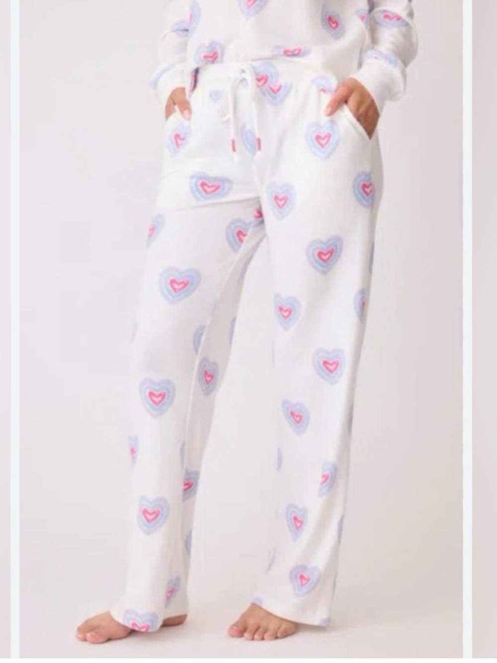 PJ Salvage SET Peace & Love hearts knit pants /long sleeve top - Picture 2 of 11